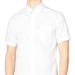 NWT Ben Sherman-SHORT-SLEEVE SIGNATURE OXFORD SHIRT WHITE STRETCH Large Men's